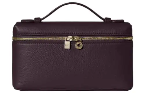Loro Piana ExtraPocket Leather Makeup Bag Small Square Bag Handbag, Shoulder Bag Regular Women's Dark Purple