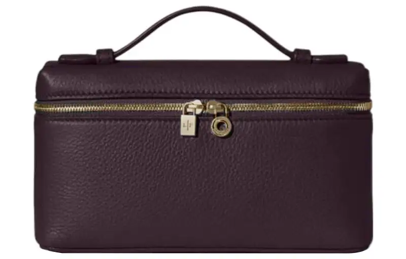 Loro Piana ExtraPocket Leather Makeup Bag Small Square Bag Handbag, Shoulder Bag Regular Women's Dark Purple