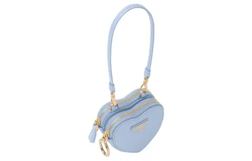 PRADA Leather Handbag Clutch Mini Women's Light Blue