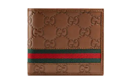 GUCCI Leather Coin Purse Wallet Women's Brown