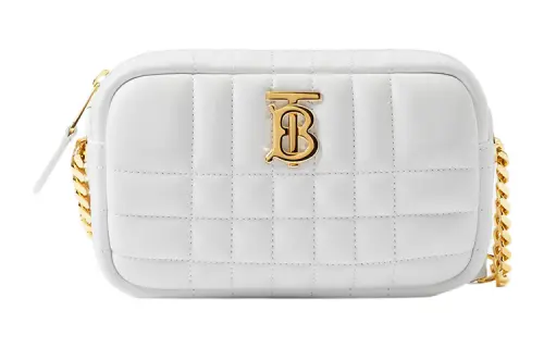 Burberry Lambskin Camera Bag, Shoulder Bag, Crossbody Bag Mini Women's White