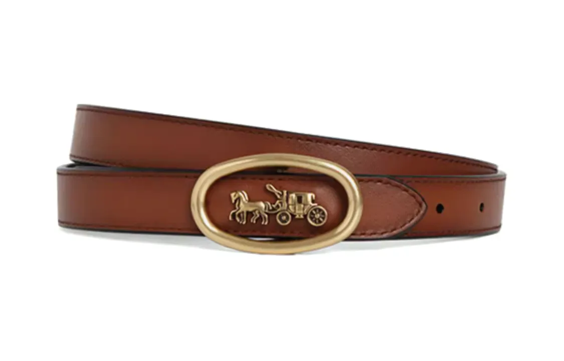 COACH Cow Leather Belts Women's Dark Brown Width 2cm