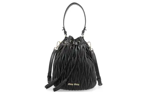 MIU MIU Sheepskin Bucket Bag, Handbag, Shoulder Bag, Crossbody Bag Women's Black