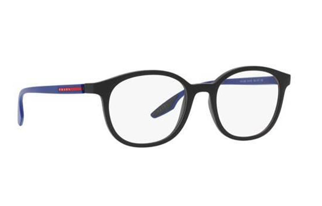 PRADA Plate Frame Irregular Shape Eyeglass Frames Men's Black