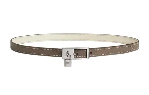 HERMES Double Sided Leather Belts Women's Brown Width 1.5cm