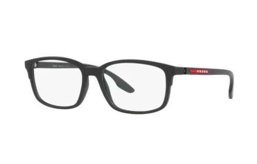 PRADA Brand Logo Plate Frame Rectangular Eyeglass Frames Men's Black