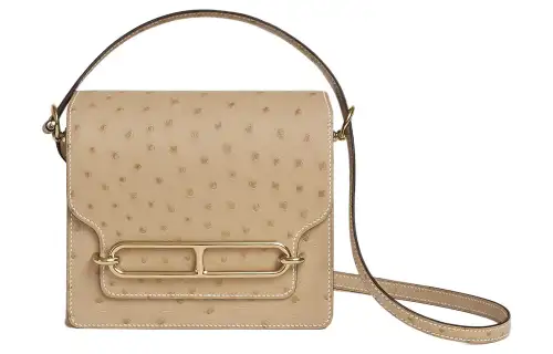 HERMES Roulis Ostrich Leather Pig Nose Bag, Crossbody Bag, Shoulder Bag Mini Women's S2 Trench Coat Beige