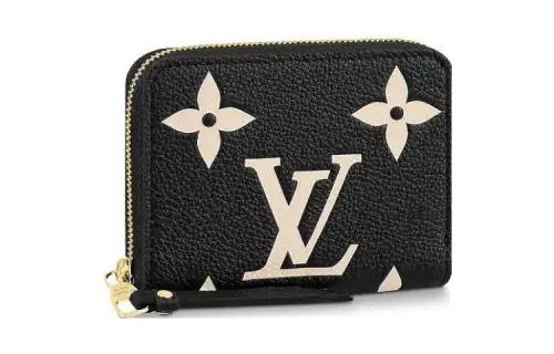 LOUIS VUITTON Zippy Cow Leather Wallet Women's Black