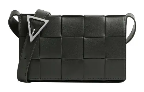 Bottega Veneta Calfskin Shoulder Bag, Crossbody Bag Medium Men's Dark Green