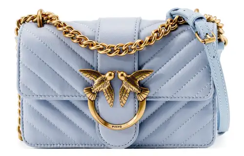PINKO Quilt Sheepskin Crossbody Bags Mini Women's Blue