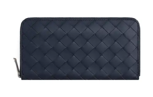 Bottega Veneta Calfskin Wallet Men's Dark Blue/Brown
