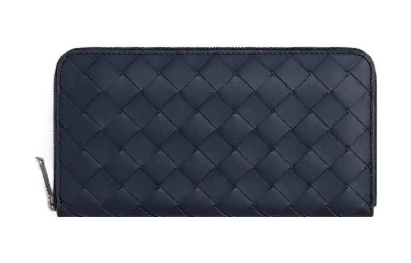 Bottega Veneta Calfskin Wallet Men's Dark Blue/Brown