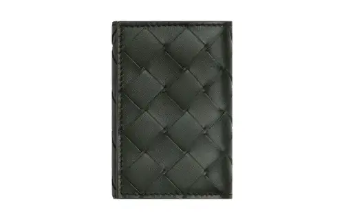 Bottega Veneta Calfskin Wallet Small Men's Dark Green/Stone Green