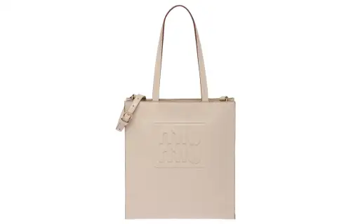 MIU MIU Leather Tote Bag, Shopping Bag, Handbag Regular Women's Ecru