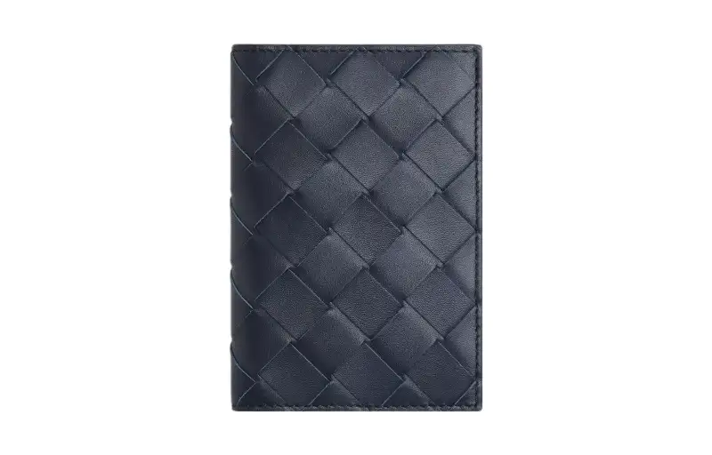 Bottega Veneta Calfskin Wallet Small Men's Dark Blue/Brown
