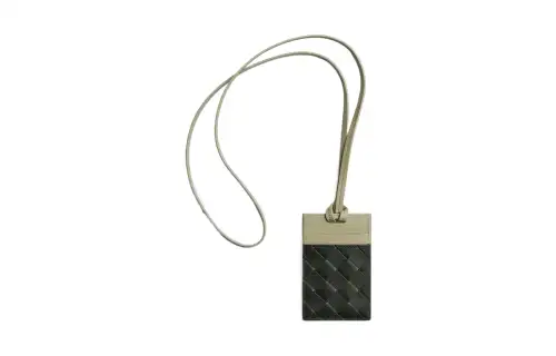 Bottega Veneta Calfskin Card Holder Men's Dark Green/Stone Green