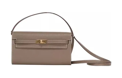 HERMES Kelly To Go Gold tone Lock Epsom Leather Crossbody Wallet Regular Women's 18 Etoupe Elephant Gray