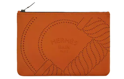 HERMES Polyamide With Nylon Storage Bag Medium Size Women's Tan