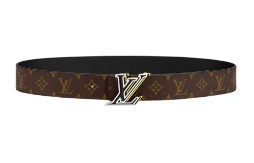 LOUIS VUITTON Metal Leather Belts Unisex Brown/Black Width 4cm
