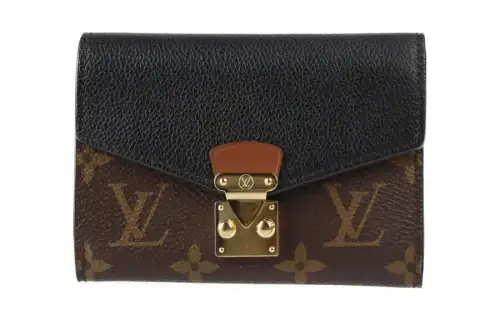 LOUIS VUITTON Pallas Canvas With Calfskin Legend Wallet Women's Brown/Black