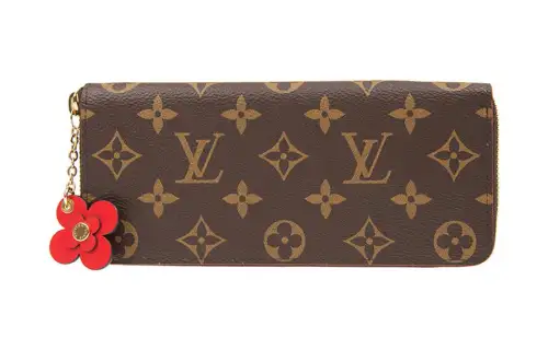 LOUIS VUITTON Clemence Wallet Monogram Blooming Flowers Coquelicot Lining