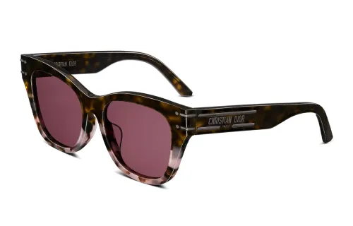 DIOR Plate Frame Irregular Shape Sunglasses Women's Tortoiseshell