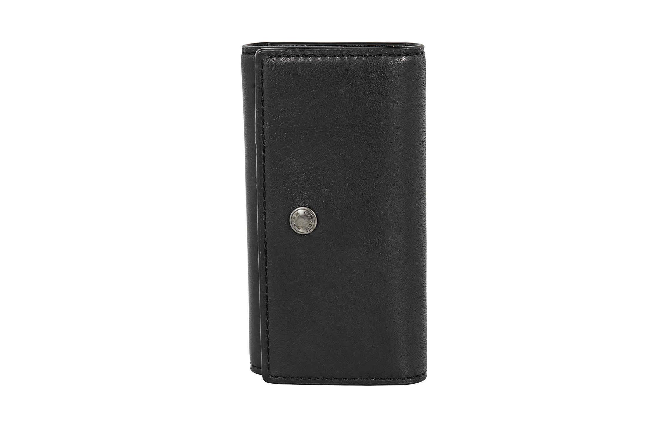 COACH Coach key case 11 solid color snap button 30% off leather key case mini men's black