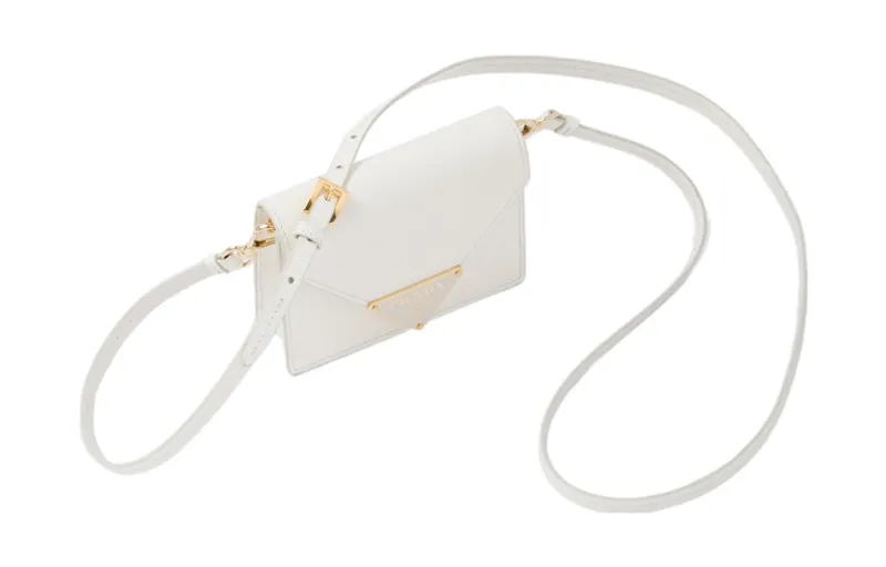 PRADA Leather Card Holder Women's White
