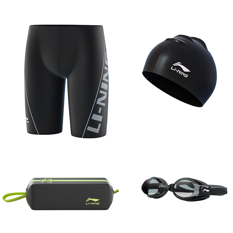 Li Ning Swimming Sets Polyester, Polyamide, Elastane Hot Spring Men's L XL XXL XXXL 4XL 5XL Black