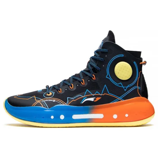 LINING YuShuai 14 Boom Basketball Shoes Men High-Top Black Blue/Orange
