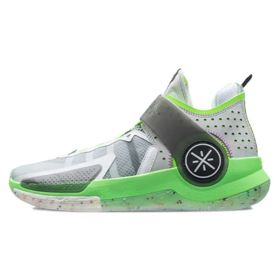 LINING Wade Fission 7 Basketball Shoes Men Mid-Top Microcrystalline Gray/Fluorescent Mint/Ebony Black