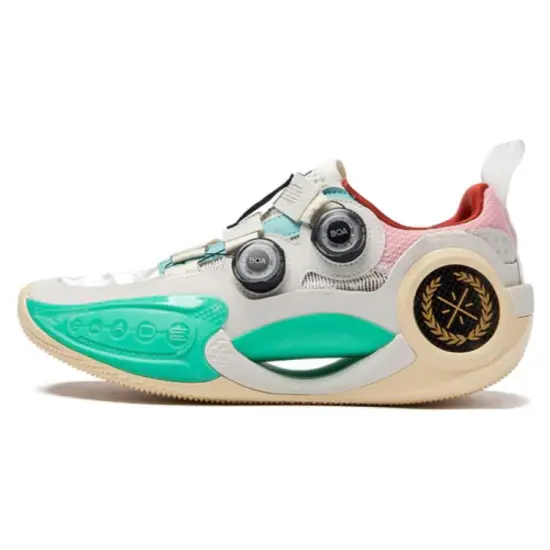 LINING WOW 9 Basketball Shoes Men Low-Top White Pink/Blue