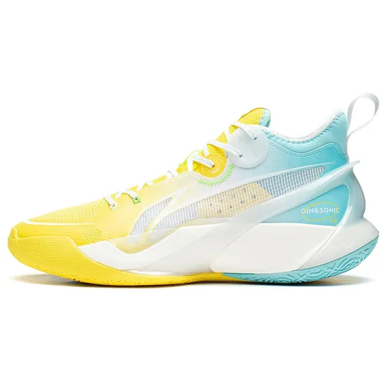 LiNing SONIC 10 Cushioning Anti Slip And Wear Resistant Coverage Support Mid Top Basketball Shoes Men's Yellow Blue