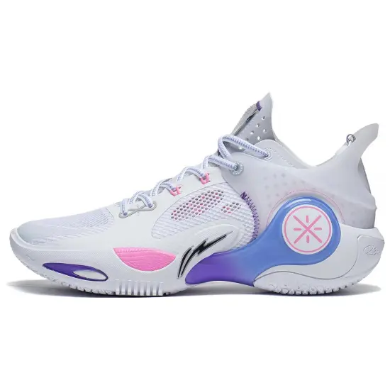 LINING Wade Fission 8 Basketball Shoes Men Low-Top White Blue/Purple/Pink