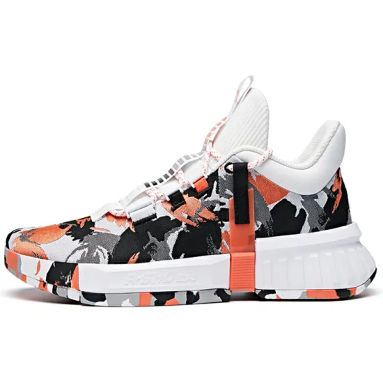 ANTA Basketball Shoes Men Mid-Top Black ANTA White/Fluorescent Orange