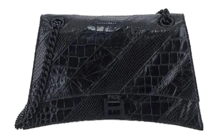 Balenciaga Crush Leather Chain Bag, Crossbody Bag, Shoulder Bag Women's Black