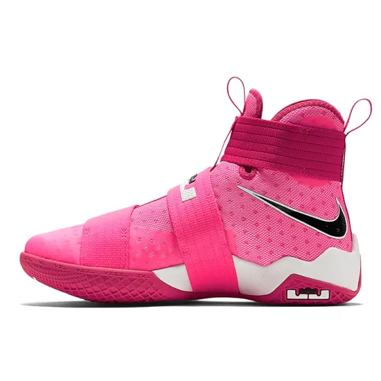 Nike Zoom Soldier 10 Basketball Shoes Men High-top Black/Pink / Metallic Silver