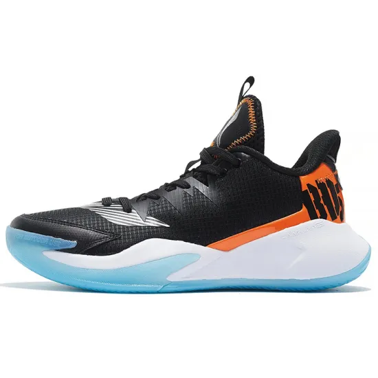 LINING Storm Low Basketball Shoes Men High-Top Black Orange