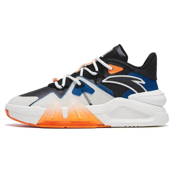 ANTA Bastard Vintage Basketball Shoes Men High-Top White Blue