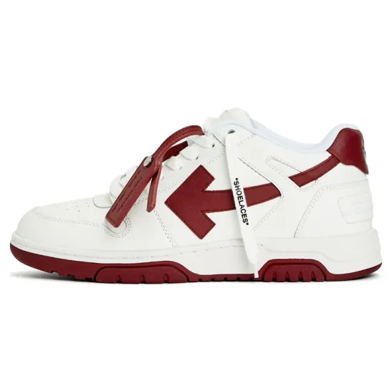 OFF-WHITE Out Of Office OOO Low Tops White Dark Burgundy