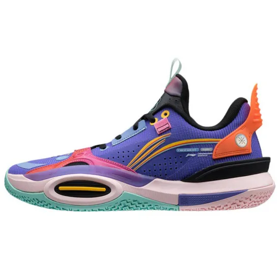 LINING All City 10 V1 Basketball Shoes Men Low Top Fluorescent Blue Purple