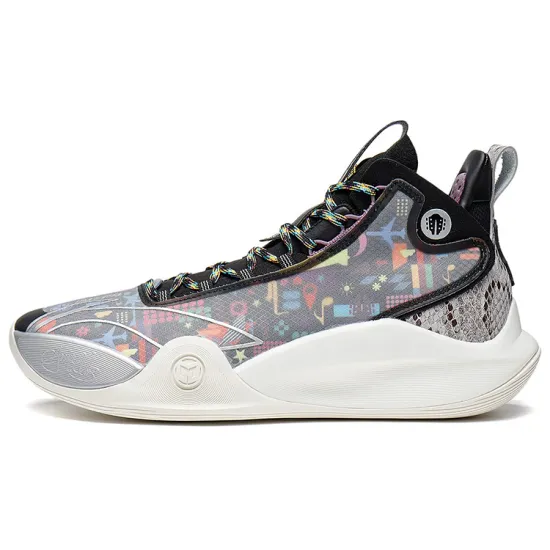 LINING CJ-1 Basketball Shoes Men Mid-Top Black/Pearl White
