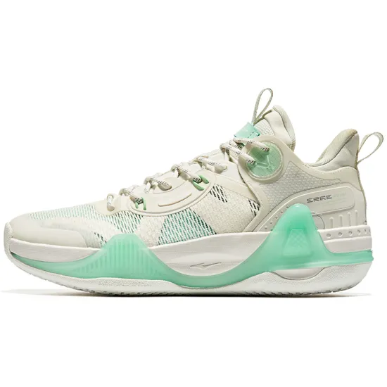 Erke Basketball Shoes Men Low-Top Microcrystalline White/Diamond Stone Green