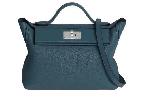 HERMES 24/24 Taurillon Maurice With Swift Calfskin Crossbody One Shoulder Handbag Women's Dark Blue