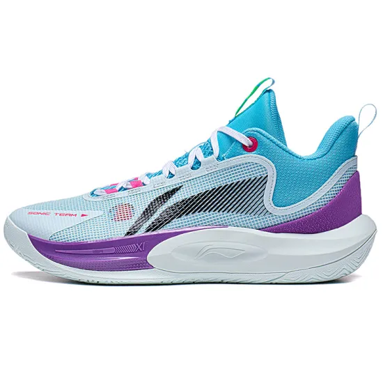 LiNing SONIC Team Slip Resistant Support Rebound Low Top Basketball Shoes Men's Blue Purple