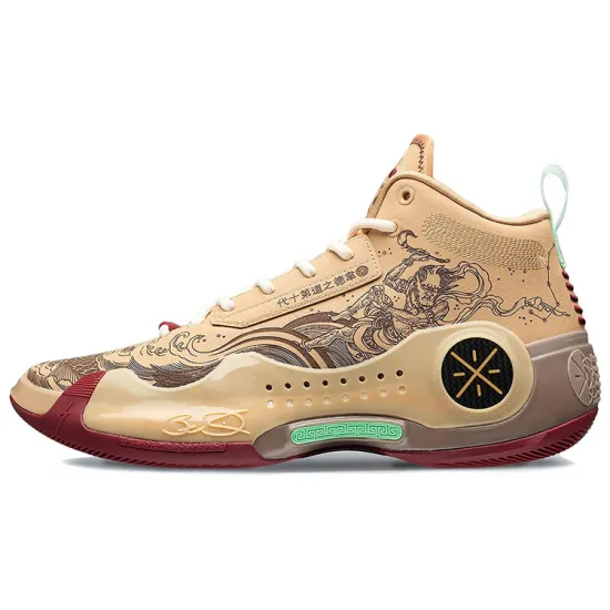 LINING WOW 10 Basketball Shoes Men Mid-Top Milk Tea Brown/Ginger Bread Brown/Red