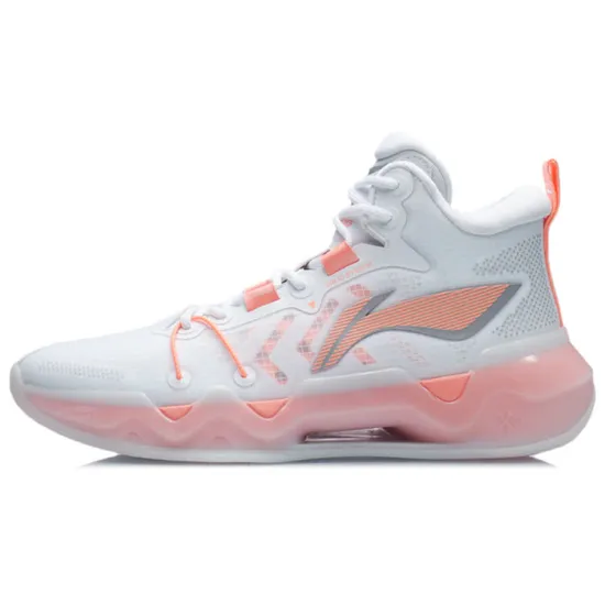 LiNing Liren 2 Cushioning Anti Slip And Wear Resistant Coverage Support Mid Top Basketball Shoes Men's White Orange