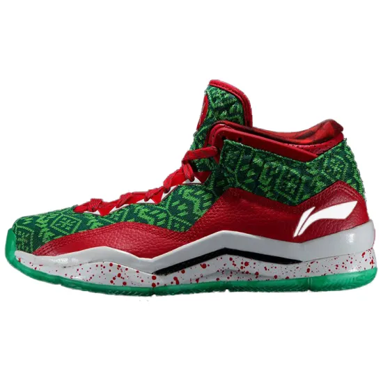 LiNing WOW 3 Way Of Wade 3 Slip Resistant Mid Top Basketball Shoes Men's Green Red White