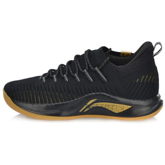 LINING Speed 5 Basketball Shoes Unisex Low-Top Black Gold