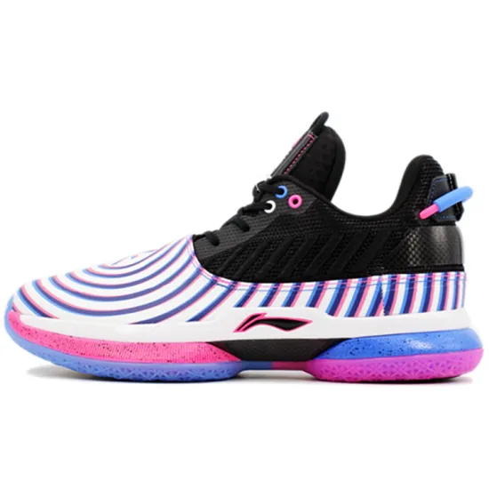 LINING WOW 7 Basketball Shoes Men Low-Top Blue/White Black Pink